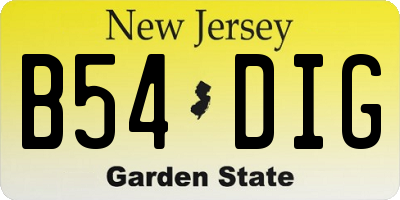 NJ license plate B54DIG