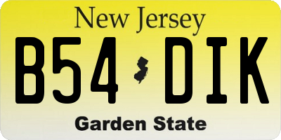 NJ license plate B54DIK