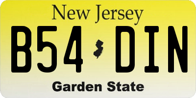 NJ license plate B54DIN