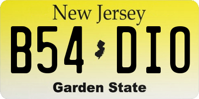 NJ license plate B54DIO