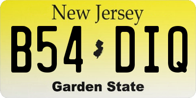 NJ license plate B54DIQ