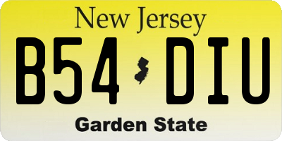 NJ license plate B54DIU
