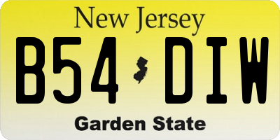 NJ license plate B54DIW
