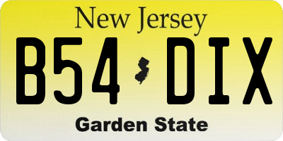NJ license plate B54DIX