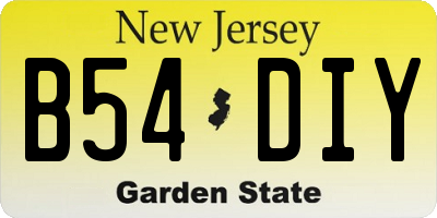 NJ license plate B54DIY