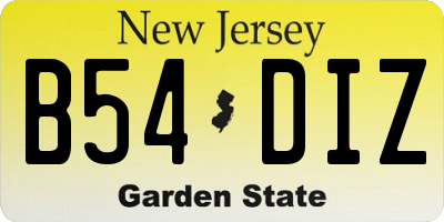 NJ license plate B54DIZ