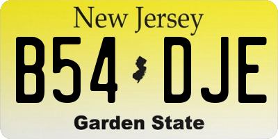 NJ license plate B54DJE