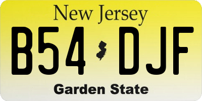 NJ license plate B54DJF
