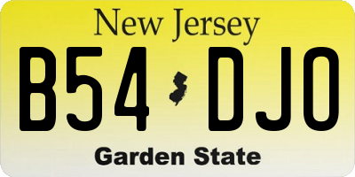 NJ license plate B54DJO