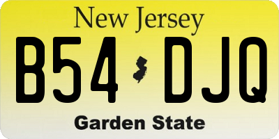 NJ license plate B54DJQ