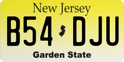 NJ license plate B54DJU