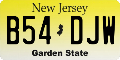 NJ license plate B54DJW