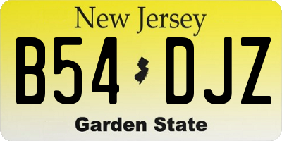 NJ license plate B54DJZ