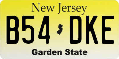 NJ license plate B54DKE