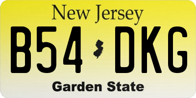 NJ license plate B54DKG