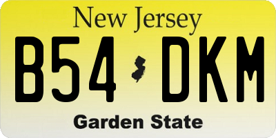 NJ license plate B54DKM