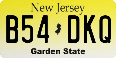 NJ license plate B54DKQ