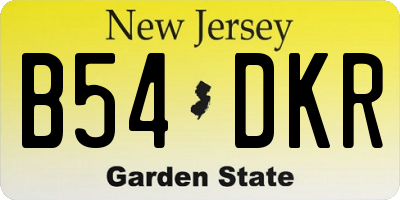 NJ license plate B54DKR