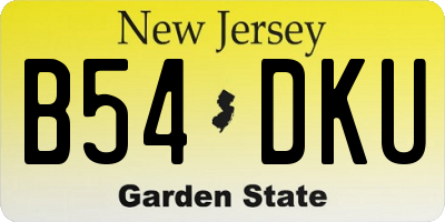 NJ license plate B54DKU