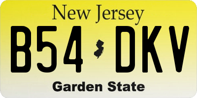 NJ license plate B54DKV