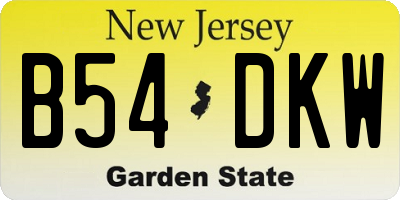 NJ license plate B54DKW