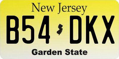 NJ license plate B54DKX