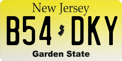 NJ license plate B54DKY