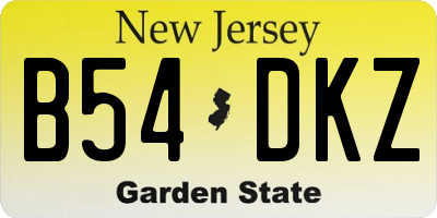 NJ license plate B54DKZ