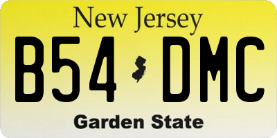 NJ license plate B54DMC