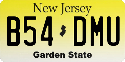 NJ license plate B54DMU