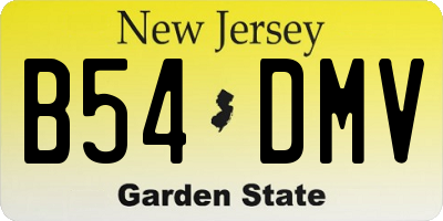 NJ license plate B54DMV