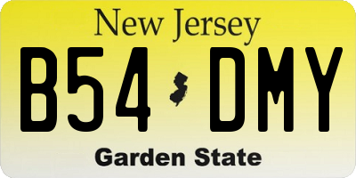 NJ license plate B54DMY
