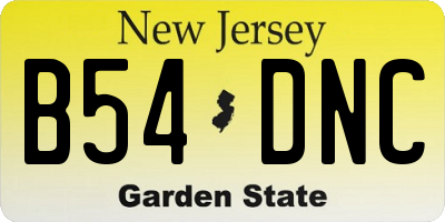 NJ license plate B54DNC
