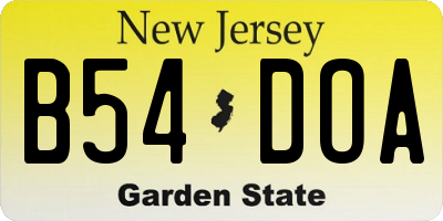 NJ license plate B54DOA