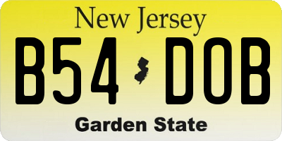 NJ license plate B54DOB