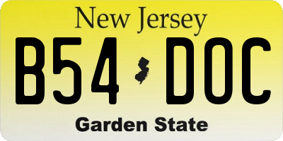NJ license plate B54DOC