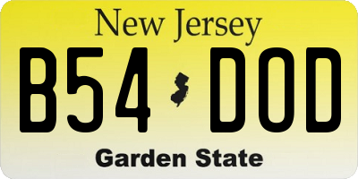 NJ license plate B54DOD
