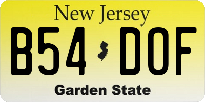NJ license plate B54DOF