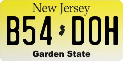 NJ license plate B54DOH