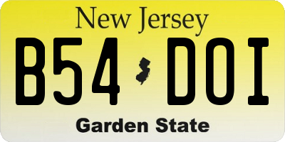 NJ license plate B54DOI