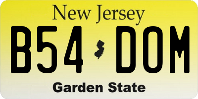 NJ license plate B54DOM