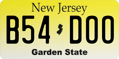 NJ license plate B54DOO