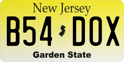 NJ license plate B54DOX
