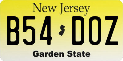 NJ license plate B54DOZ