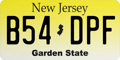 NJ license plate B54DPF
