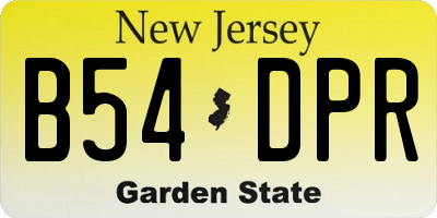 NJ license plate B54DPR