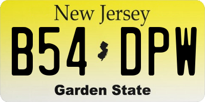 NJ license plate B54DPW