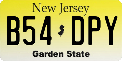 NJ license plate B54DPY