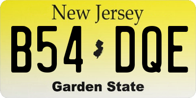 NJ license plate B54DQE
