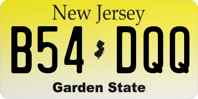 NJ license plate B54DQQ